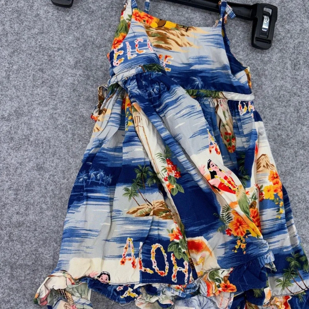 Ralph Lauren Kids Blue Hawaiian Aloha Tropical Ruffle Hem Sundress 12M 310065884